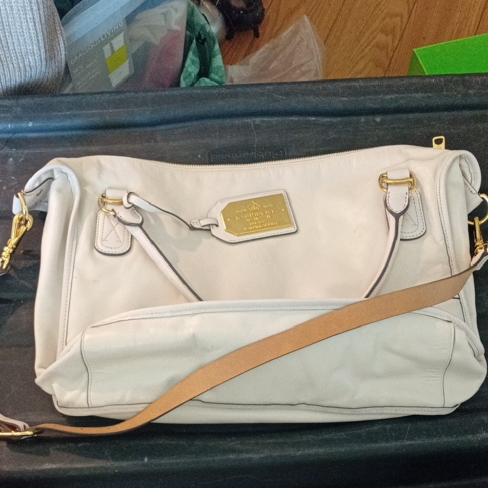 Ralph Lauren Cream Crossbody Bag with Gold Accents